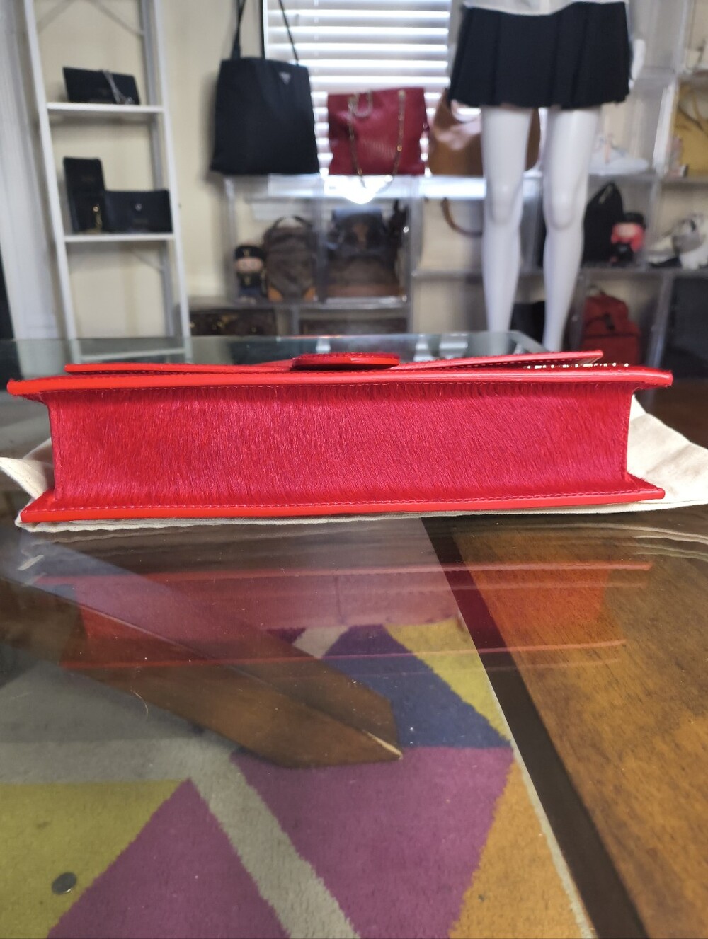 Jacquemus Le Bambino Long Red Pony Hair And Leather Shoulder Bag With Dust Bag - Picture 3 of 14